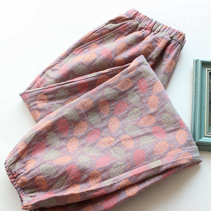 Double-layer Yarn-dyed Jacquard Cotton Women's Pajama Bottoms Spring, Summer