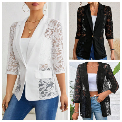 Women's Lace Stitching 34 Sleeve Suit Coat