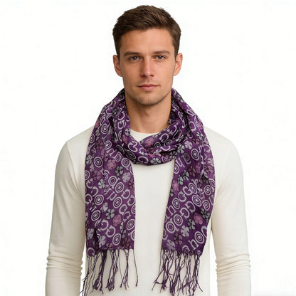 2pcs Purple Flowy Boho Viscose Watercolor Inspired On Airy Scarf,Luxe Look For Evening Wear,Scarf,vacation,daily Life,evening Party,Office Appropriate Subtlety For Women Men