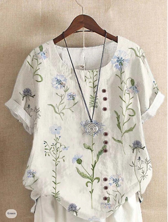 Digital Printed All-matching Women's Fashion T-shirt