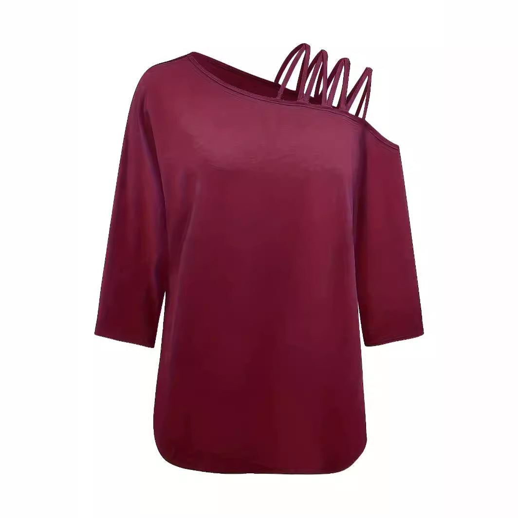 Women's Summer Off-the-shoulder Solid Color Loose Top