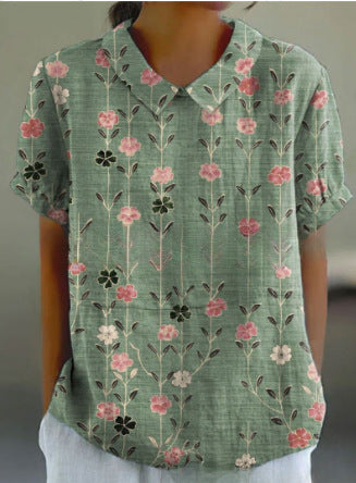 Digital Printing Loose Casual Women's T-shirt Polo Shirt