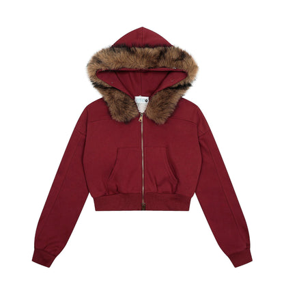 Autumn New American Retro Hot Girl Hooded Sweater Cardigan