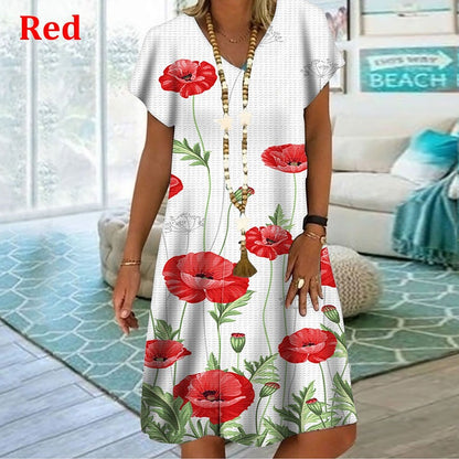 Printed Women's Household Short-sleeved Dress