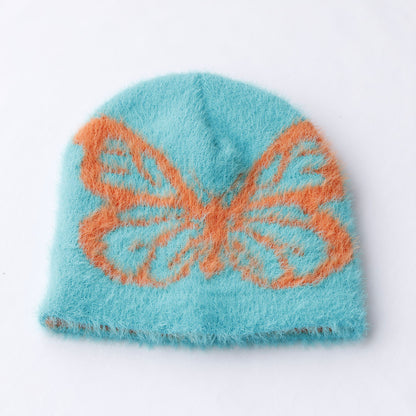 Fashion Cold-proof Warm And Cute Versatile Adult Printed Butterfly Jacquard Woolen Cap
