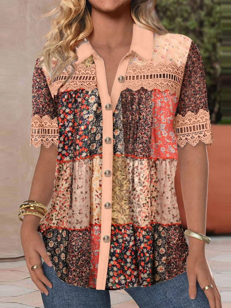 Trade Cross-border Casual Shirt Collar Short Sleeve Regular Open Digital Printing
