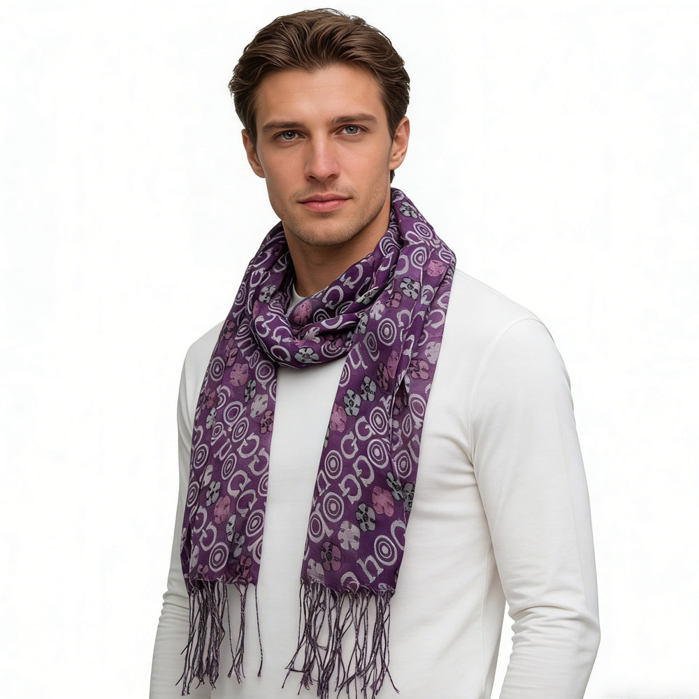 2pcs Purple Flowy Boho Viscose Watercolor Inspired On Airy Scarf,Luxe Look For Evening Wear,Scarf,vacation,daily Life,evening Party,Office Appropriate Subtlety For Women Men