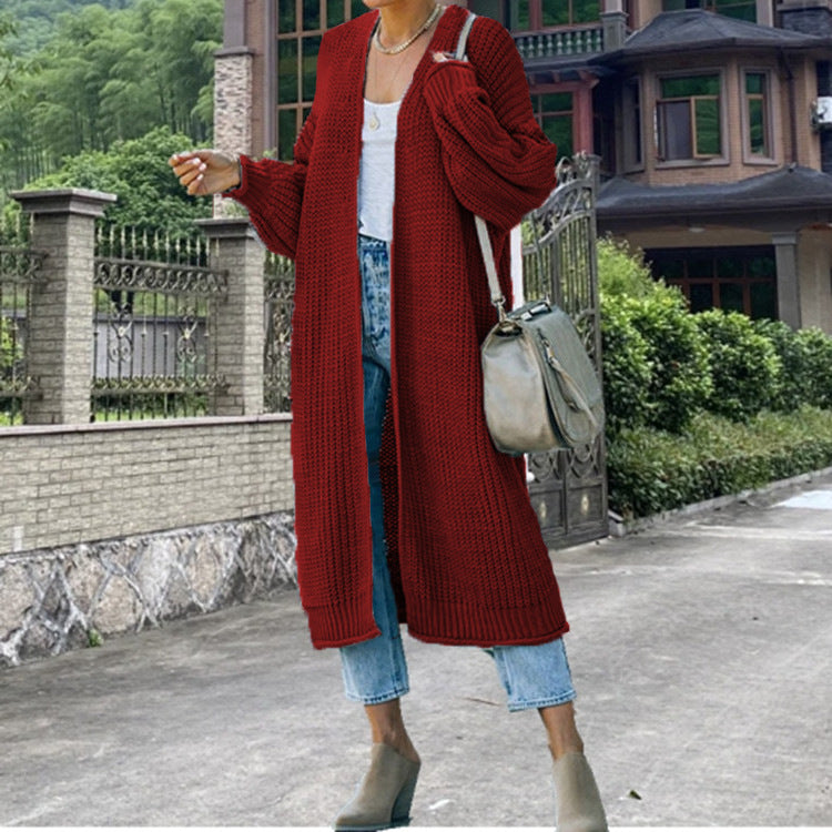 Sweater Cardigan Women's Solid Color Long Sleeve Knit Jacket