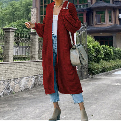 Sweater Cardigan Women's Solid Color Long Sleeve Knit Jacket