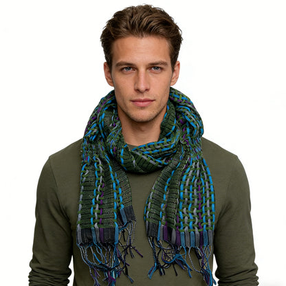 Olive Yarn-Dyed Polyester Scarf - Military Chic Scarf 66inchx23inch