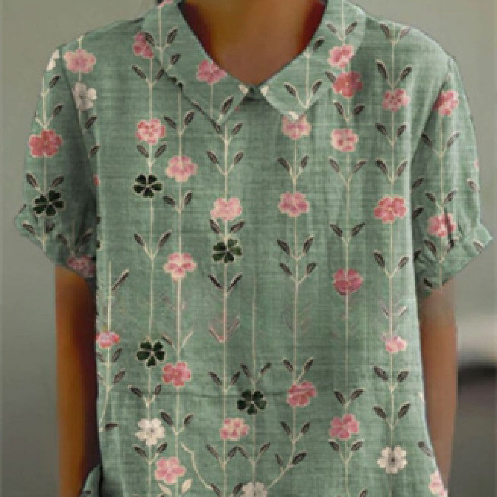 Digital Printing Loose Casual Women's T-shirt Polo Shirt