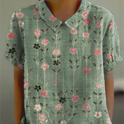 Digital Printing Loose Casual Women's T-shirt Polo Shirt