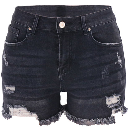 Four-color Ripped High Waist Women's Denim Shorts