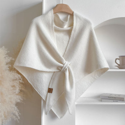 Winter Triangular Shawl INS Solid Color Soft Thickened Knitted Neck Wrap Korean Version Warm Shawl For Women