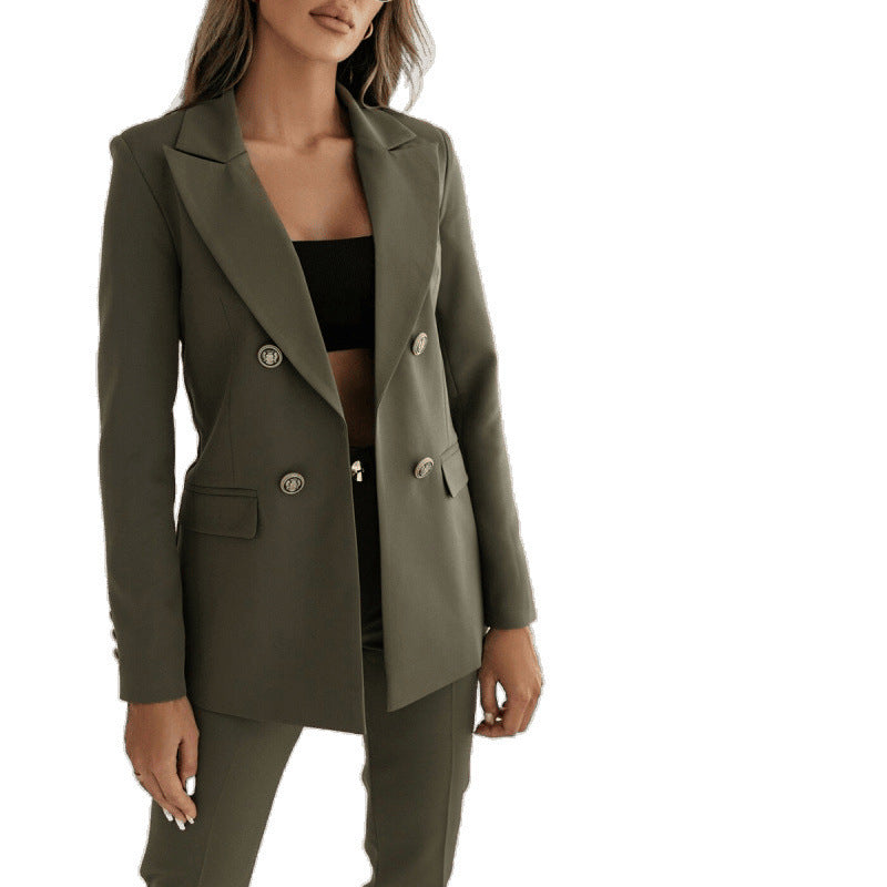 Double Breasted Solid Color Fashion Coat