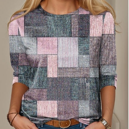 Long Sleeve Slim-fit T-shirt With Round Neck Digital Printing