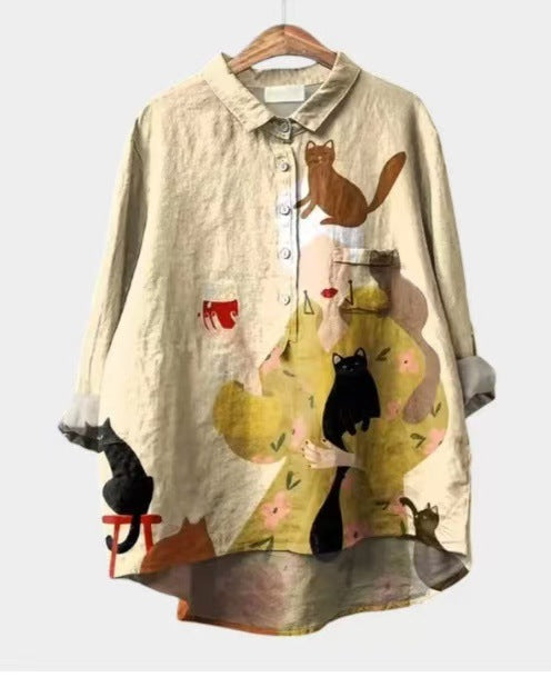 Women's Stretch Print Hawaiian Style Shirt