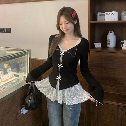Bandage Dress Lace Inner Match Vest Bottoming Shirt Top