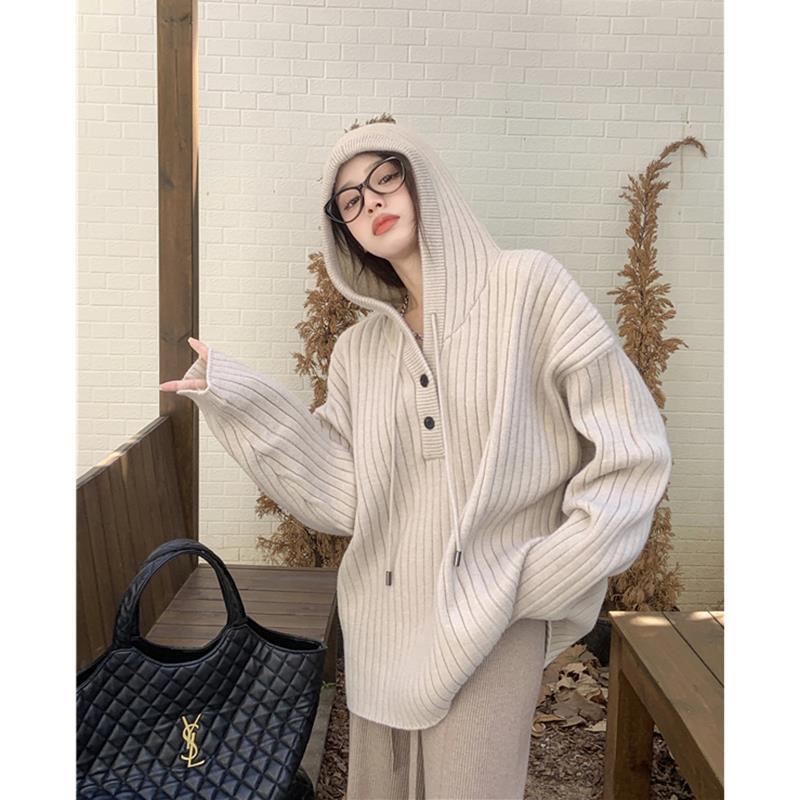 Thick Loose Mid-length Long Sleeve Top Idle Style Hooded Sweater