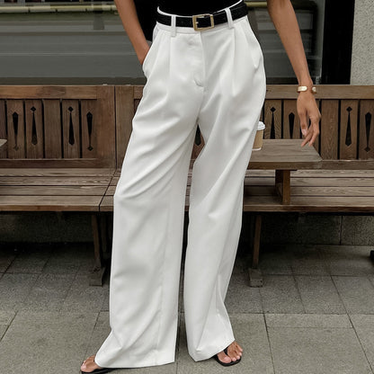 White High-waist Trousers Fashion Loose Casual Pants