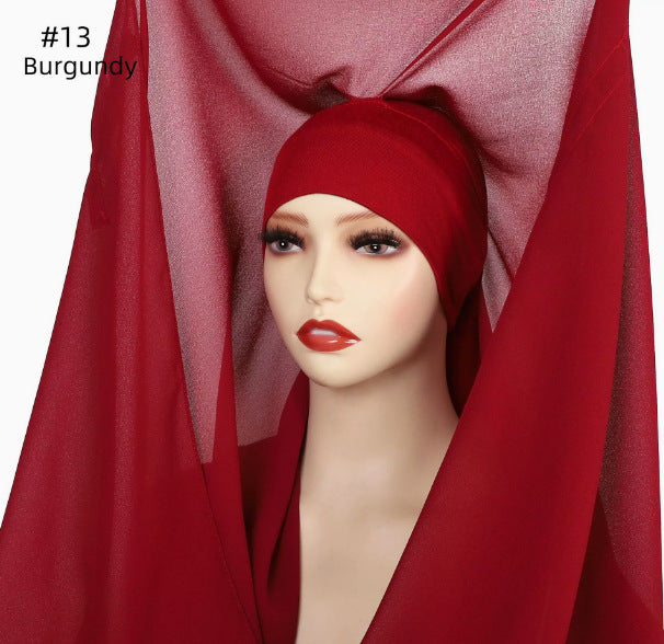 Lazy Chiffon Convenient Headscarf Magnetic Buckle Fixed