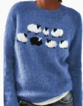 Women's Round Neck Multicolor Sweater