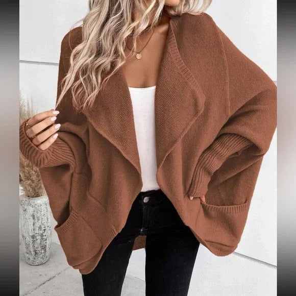 Women's Casual Fashion Solid Color Doll Sleeve Sweater Jacket