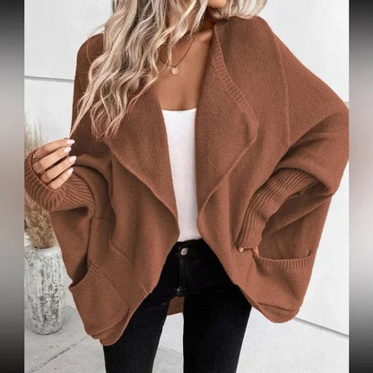 Women's Casual Fashion Solid Color Doll Sleeve Sweater Jacket