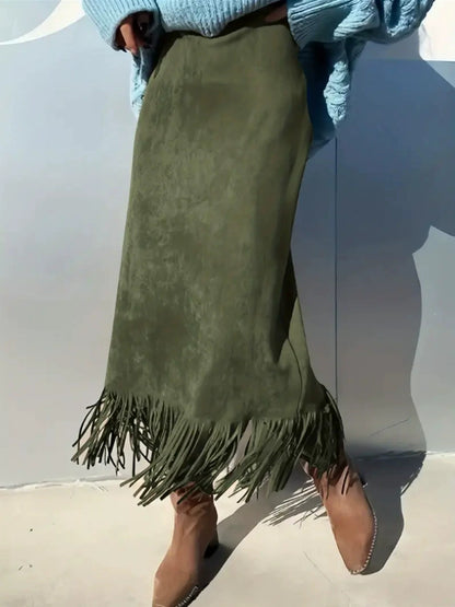 Women's Fashionable Elegant Long Suede Skirt Comfortable Slim Fit