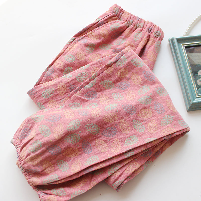 Double-layer Yarn-dyed Jacquard Cotton Women's Pajama Bottoms Spring, Summer