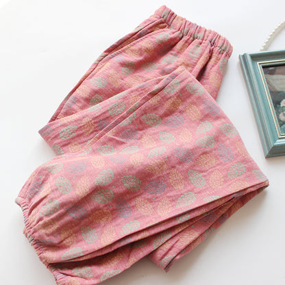 Double-layer Yarn-dyed Jacquard Cotton Women's Pajama Bottoms Spring, Summer