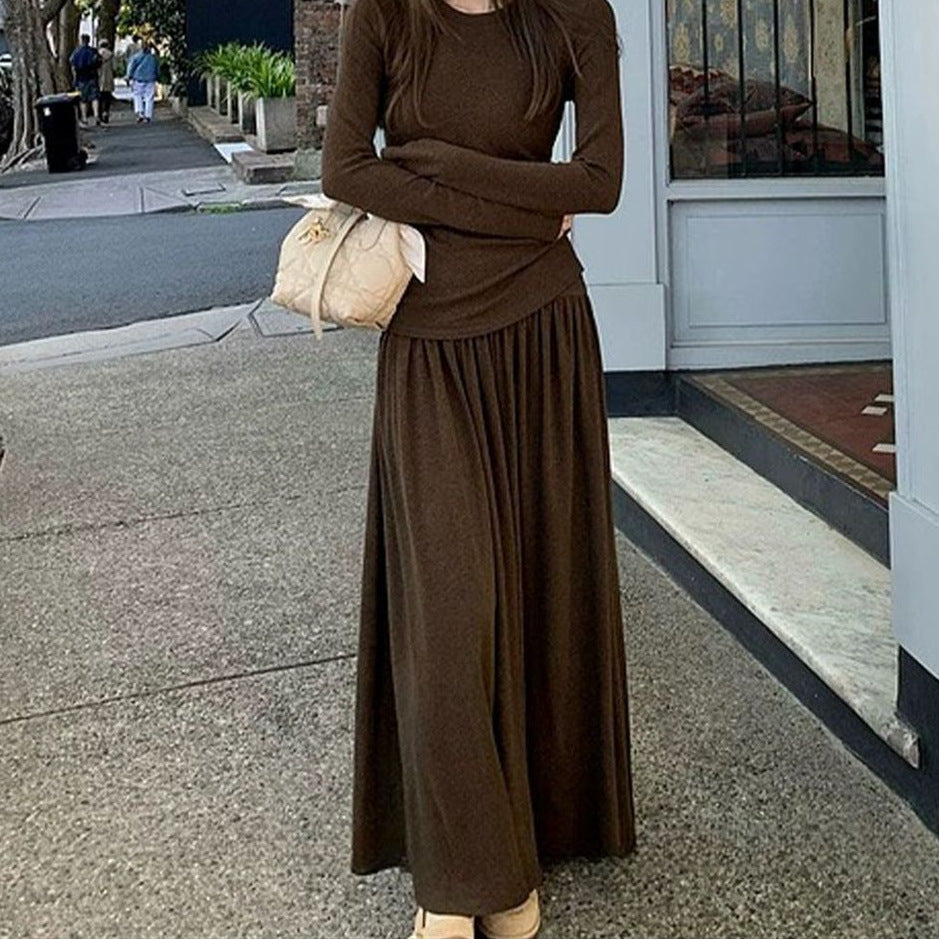 Women's Lapel Knitted Vest Skirt