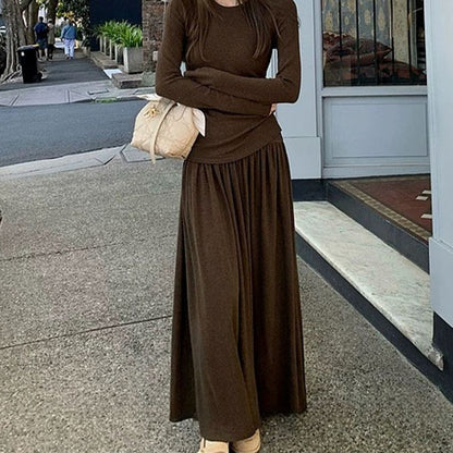 Women's Lapel Knitted Vest Skirt