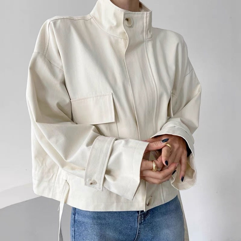 Long Sleeve Tooling Jacket Short Coat Windbreaker For Women