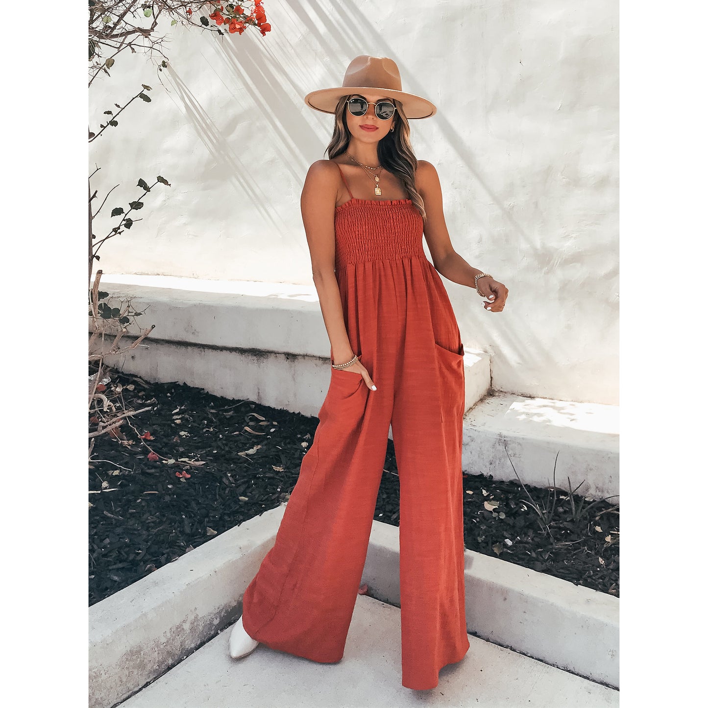 Women's Solid Color Sling Loose Casual Bodysuit