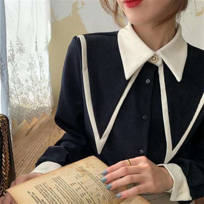 Women's Summer Short Long Sleeve Shirt With Square Collar