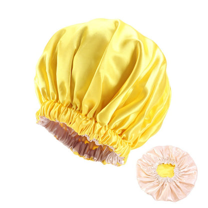 No Plus-sized Elastic Wide-brimmed Double-layer Satin Bandeau Hat