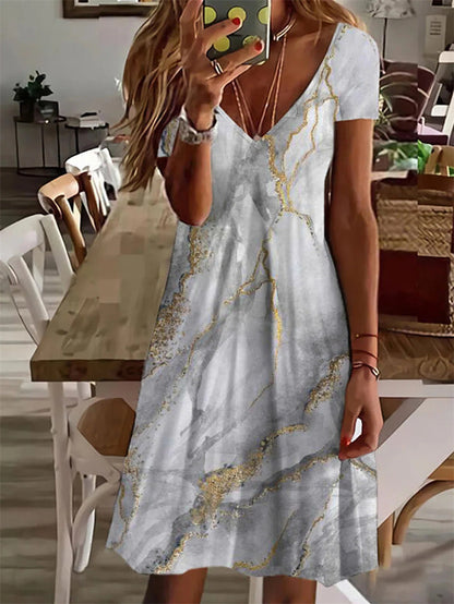 Printed Women's Household Short-sleeved Dress