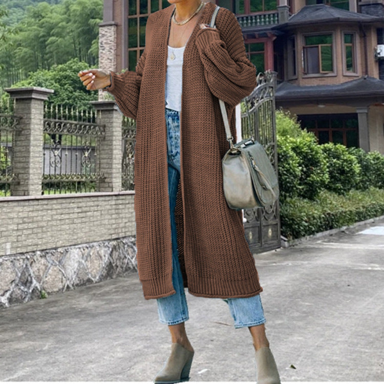 Sweater Cardigan Women's Solid Color Long Sleeve Knit Jacket