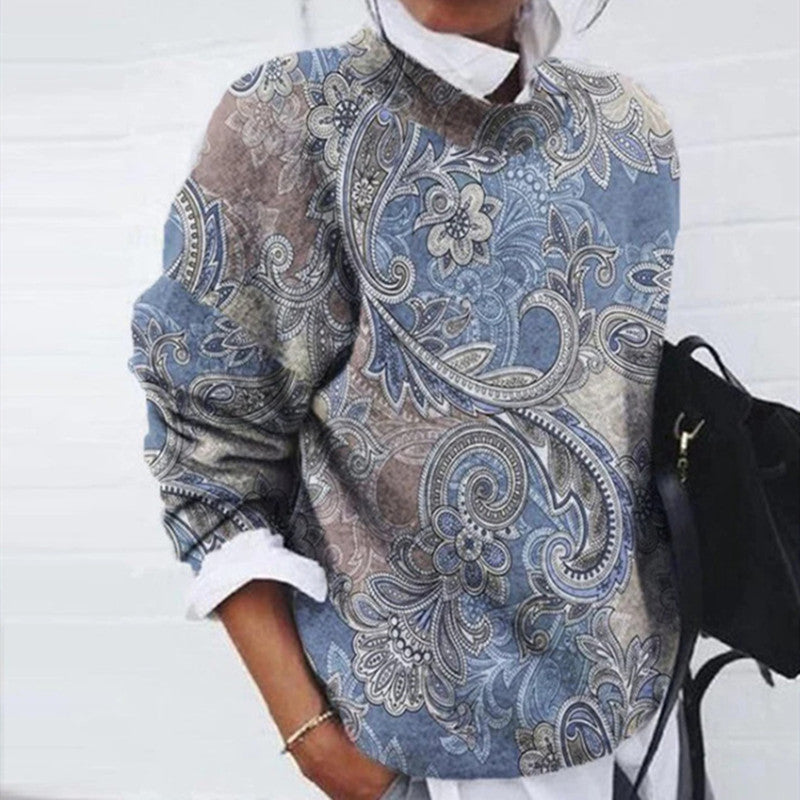 Women's Fashion Flower Printed Loose Top