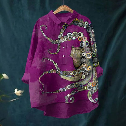 Women's Stretch Print Hawaiian Style Shirt