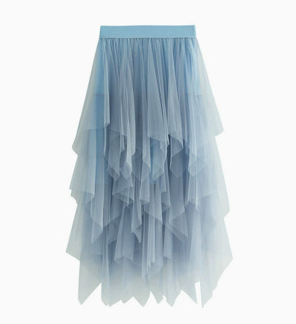 Women's High Waist Irregular Gauze Skirt