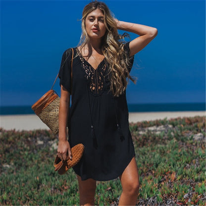 New Rayon Patchwork Edge Beach Vacation Dress Bikini Cover