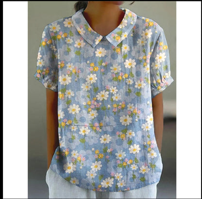 Women's Loose Printed Crew Neck Top