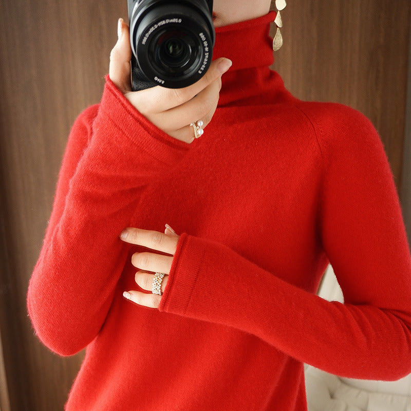 Women's Wool Solid Color Sweater Knitted Bottoming Shirt