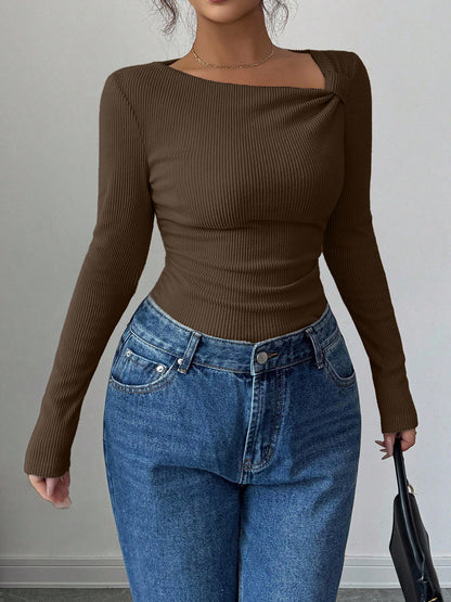 Korean Style Pleating Irregular Design Top