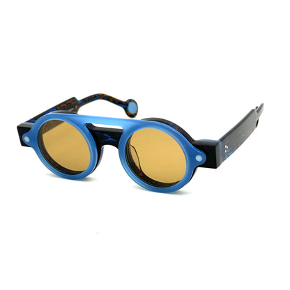 Irregular Circle In Circle Board Klein Blue Polarized Sunglasses