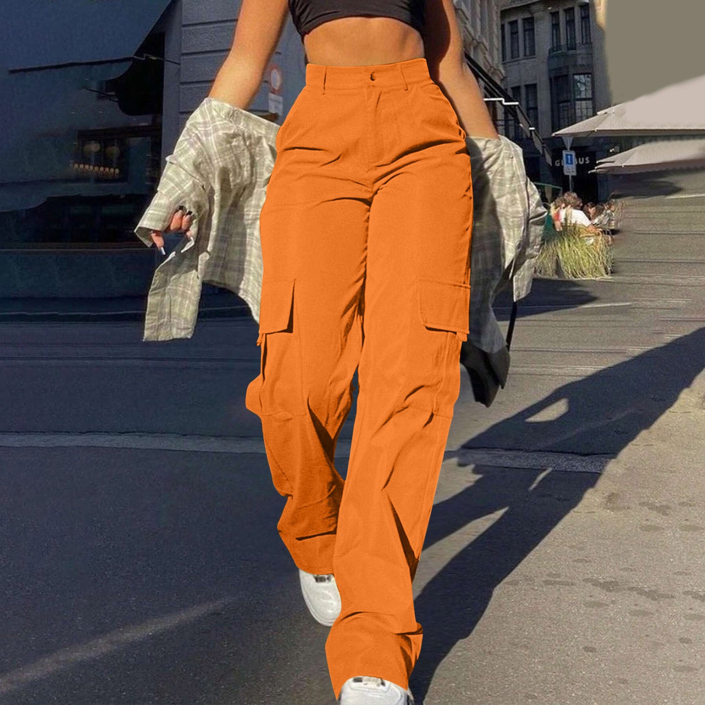 Multi-Pocket Workwear Straight-leg Trousers