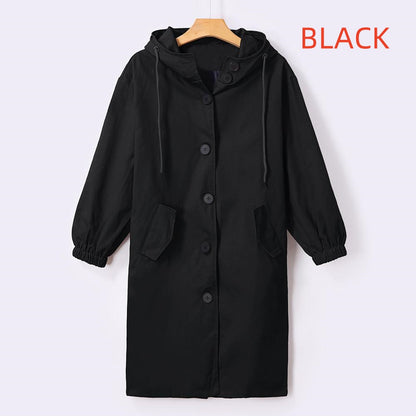 Oversized Women's Mid-Length Loose Windbreaker Jacket