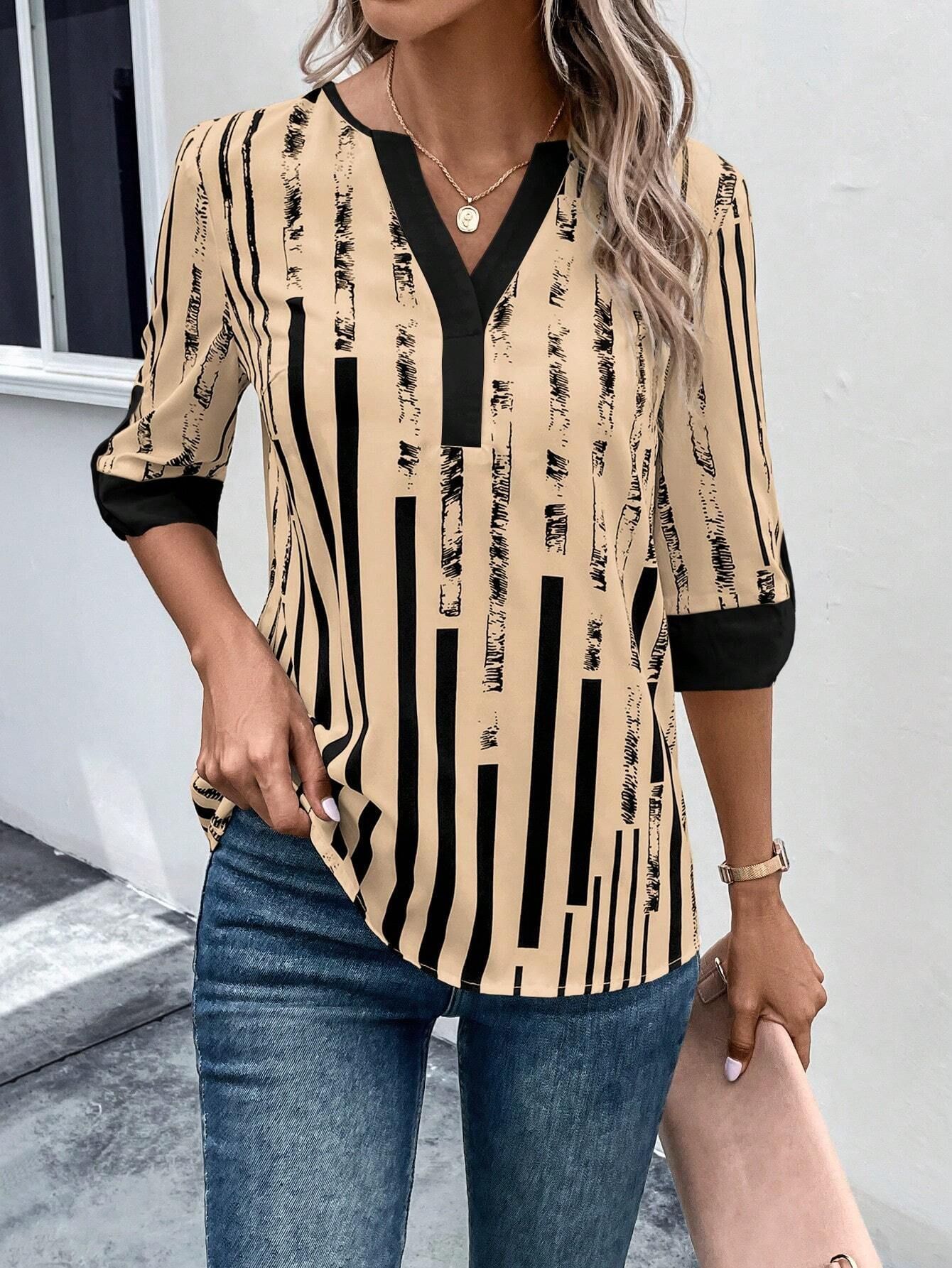 Double Matching Contrast Color Positioning Flower Half-sleeve Shirt Women's Top
